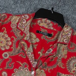 Lauren Ralph Lauren Flannel Pajama Set Red Women XL Paisley Cotton Rayon 2 Piece